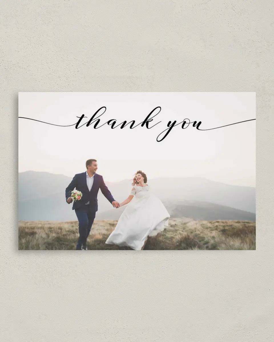 This is a 4" x 6" Folded Thank You Card called Classy Type printed in full color on Premium Smooth paper