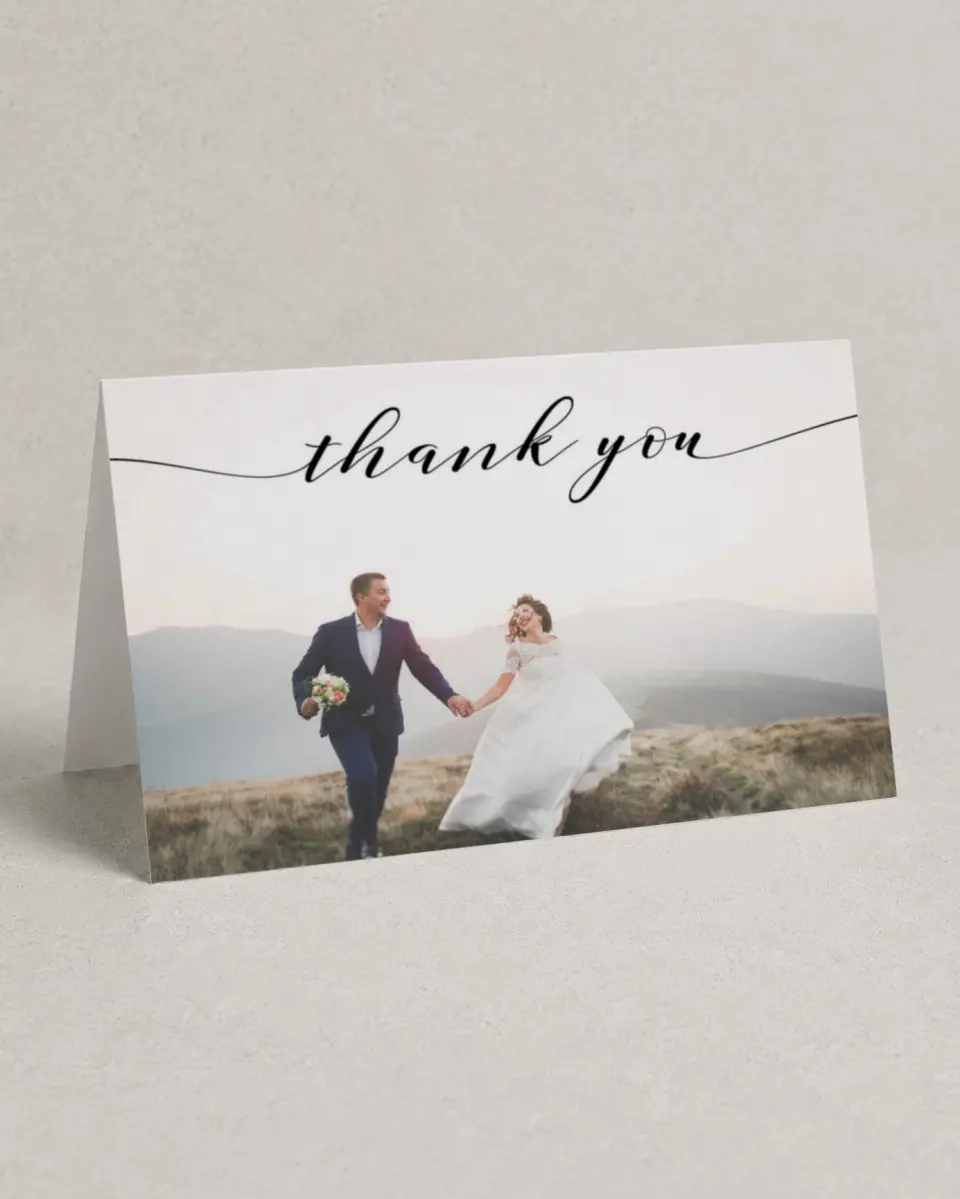 This is a 4" x 6" Folded Thank You Card called Classy Type printed in full color on Premium Smooth paper