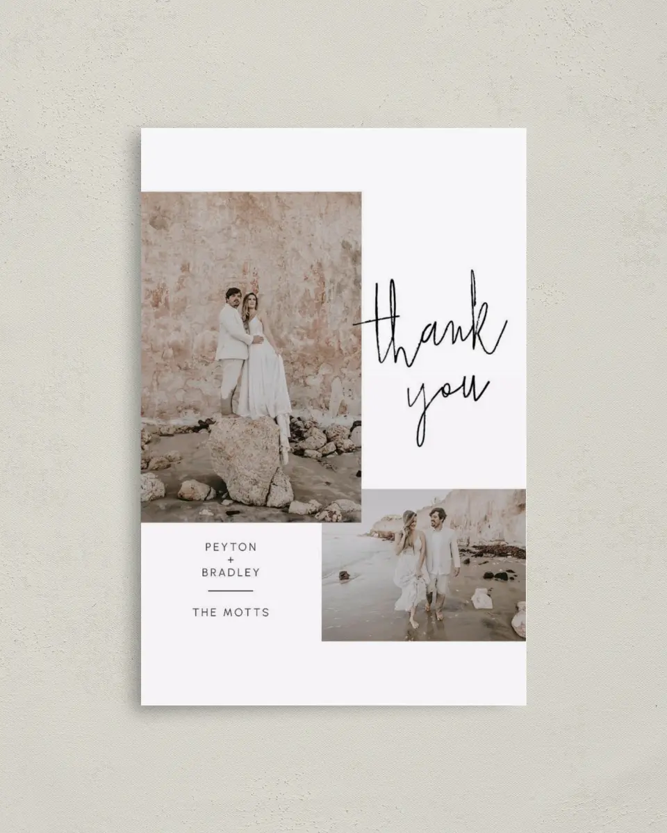 This is a 4" x 6" Folded Thank You Card called Mod Aesthetic printed in full color on Premium Smooth paper