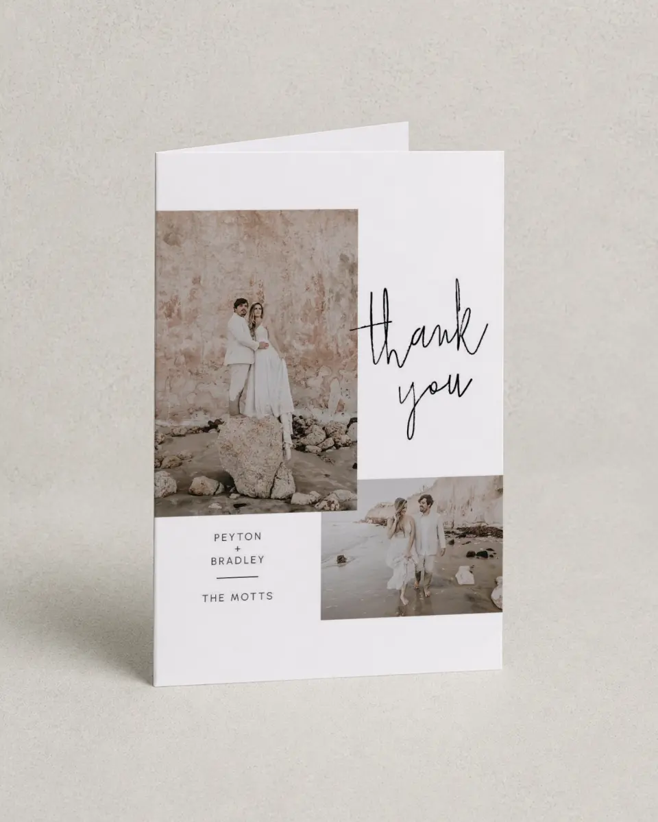This is a 4" x 6" Folded Thank You Card called Mod Aesthetic printed in full color on Premium Smooth paper