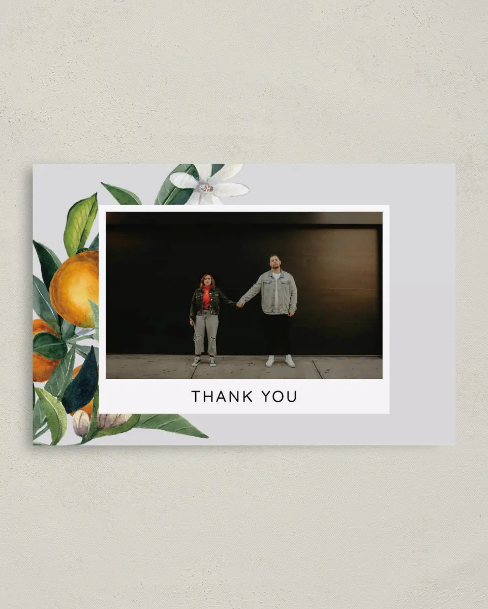 This is a 4" x 6" Folded Thank You Card called Mod Citrus printed in full color on Premium Smooth paper