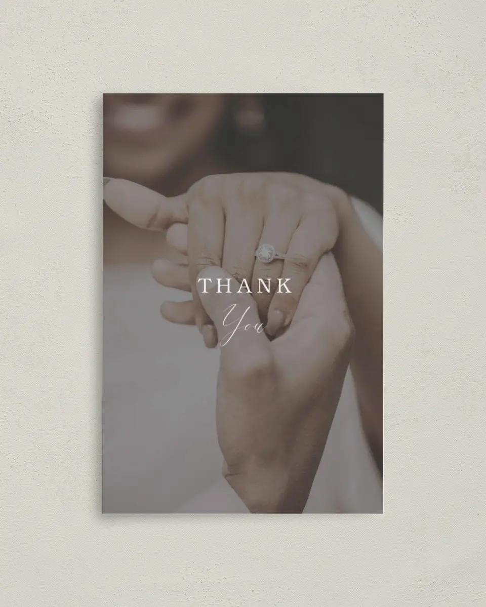 This is a 4" x 6" Folded Thank You Card called Flawless Photo printed in full color on Premium Smooth paper