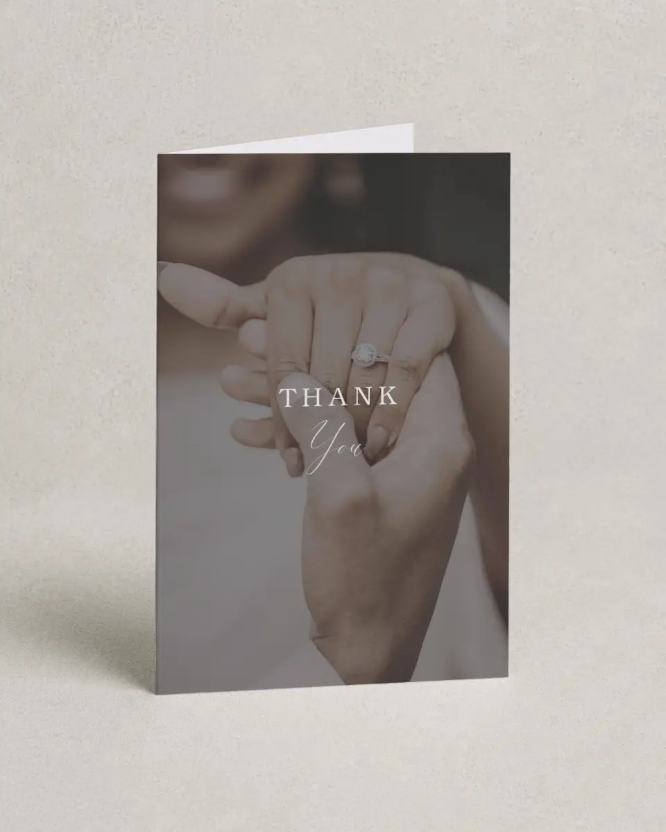 This is a 4" x 6" Folded Thank You Card called Flawless Photo printed in full color on Premium Smooth paper