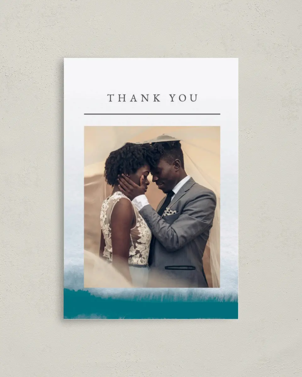 This is a 4" x 6" Folded Thank You Card called Shore Impression printed in full color on Premium Smooth paper