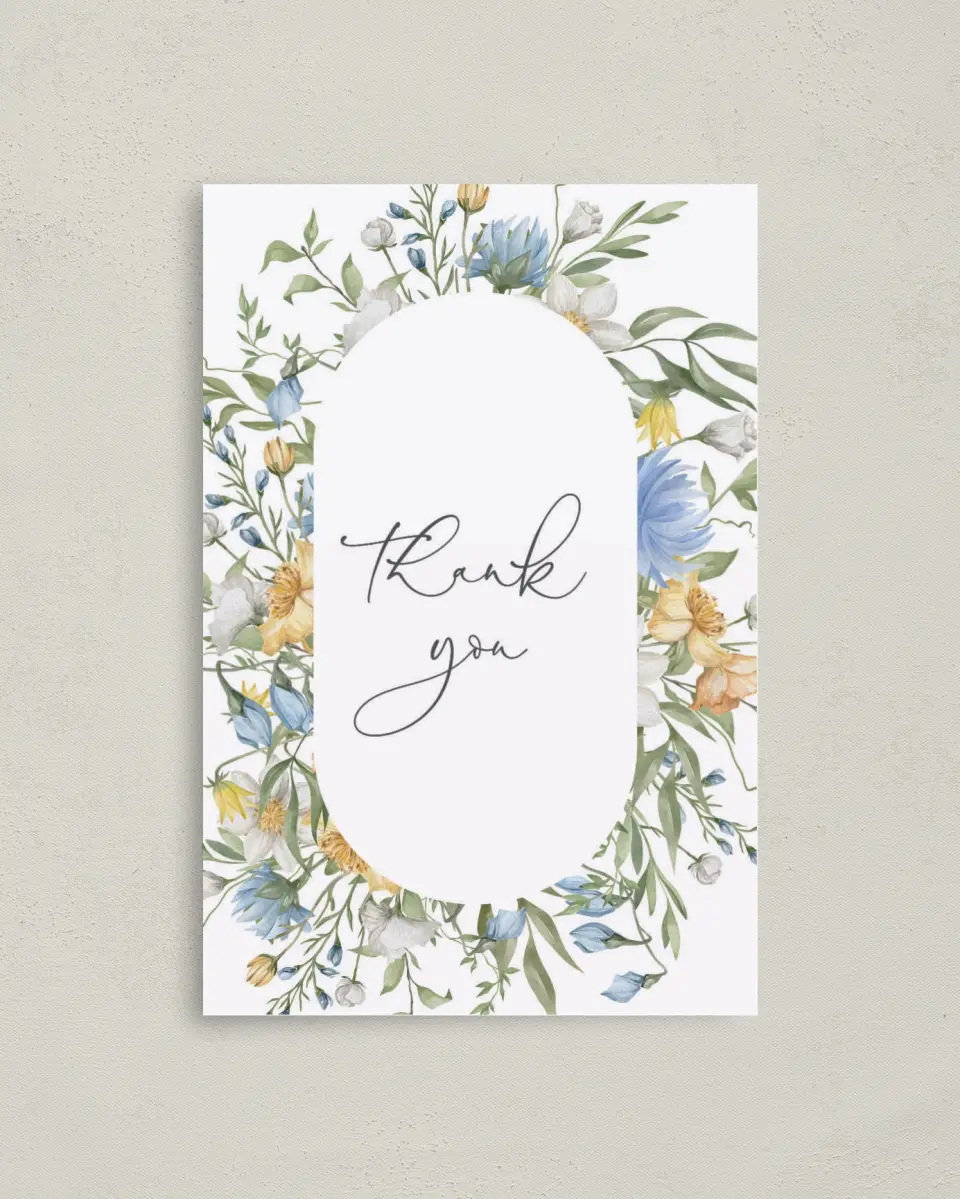 This is a 4" x 6" Folded Newlywed called Garden Party printed in full color on Premium Smooth paper