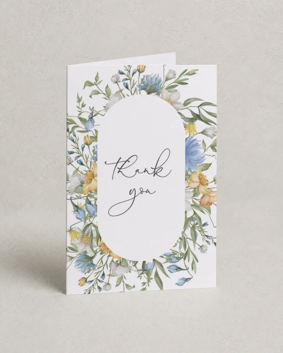 This is a 4" x 6" Folded Newlywed called Garden Party printed in full color on Premium Smooth paper