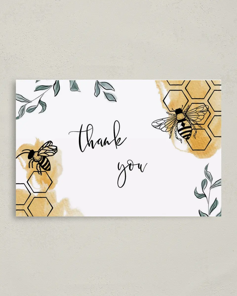 This is a 4" x 6" Folded Newlywed called Bride to Bee printed in full color on Premium Smooth paper