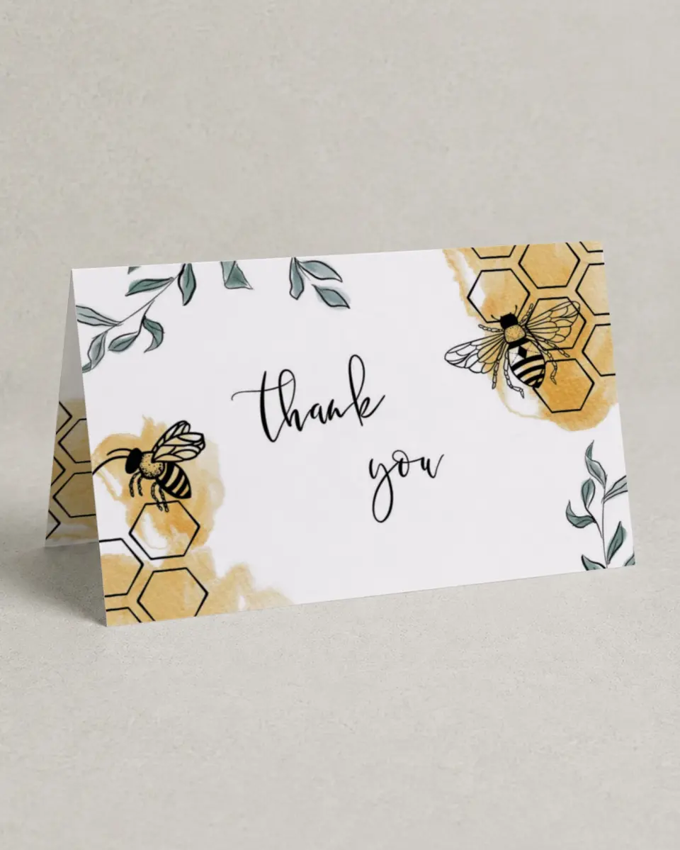 This is a 4" x 6" Folded Newlywed called Bride to Bee printed in full color on Premium Smooth paper