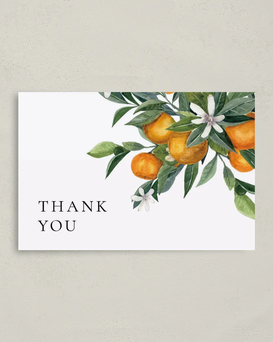 This is a 4" x 6" Folded Newlywed called Citrus Shower printed in full color on Premium Smooth paper