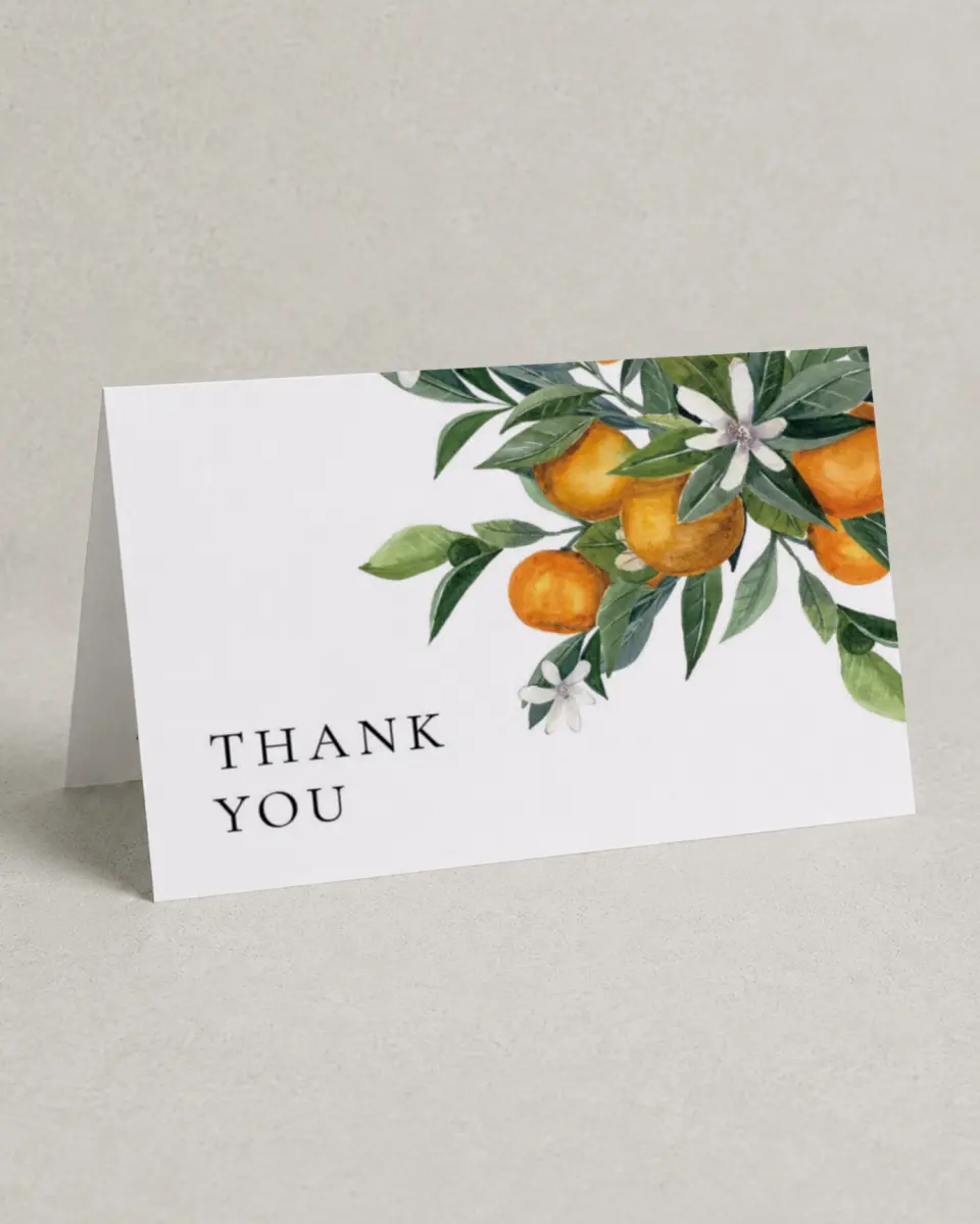 This is a 4" x 6" Folded Newlywed called Citrus Shower printed in full color on Premium Smooth paper