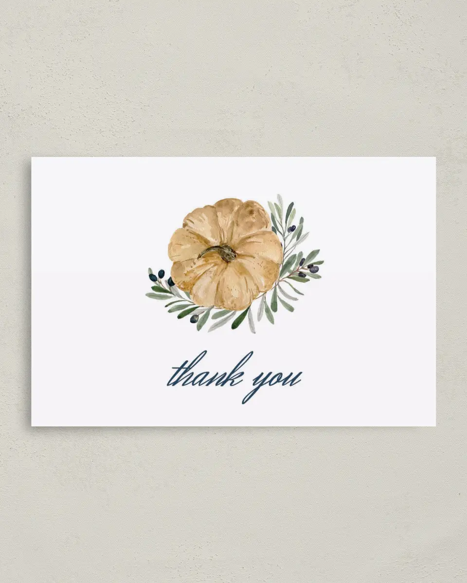This is a 4" x 6" Folded Newlywed called Fall Floral printed in full color on Premium Smooth paper