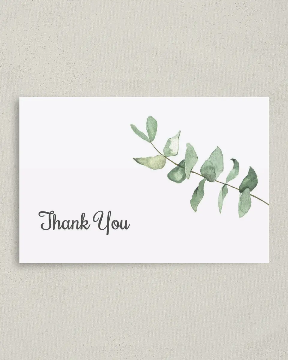 This is a 4" x 6" Folded Newlywed called Shower Leaf printed in full color on Premium Smooth paper