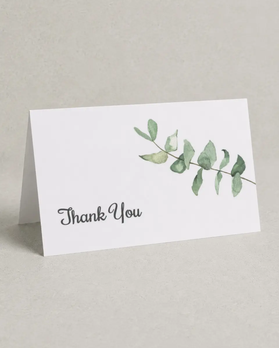 This is a 4" x 6" Folded Newlywed called Shower Leaf printed in full color on Premium Smooth paper