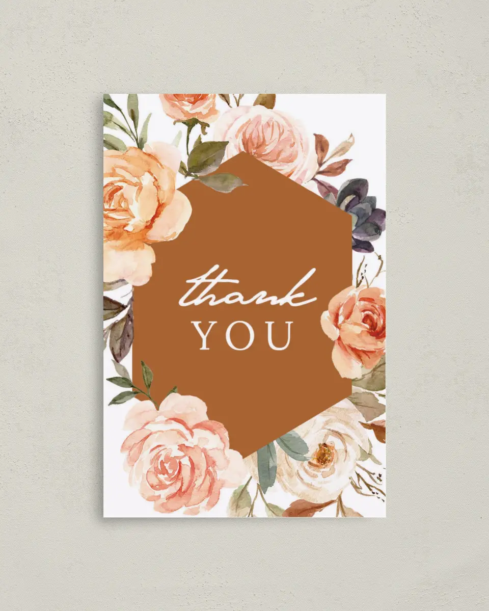 This is a 4" x 6" Folded Newlywed called Floral Fantasy printed in full color on Premium Smooth paper