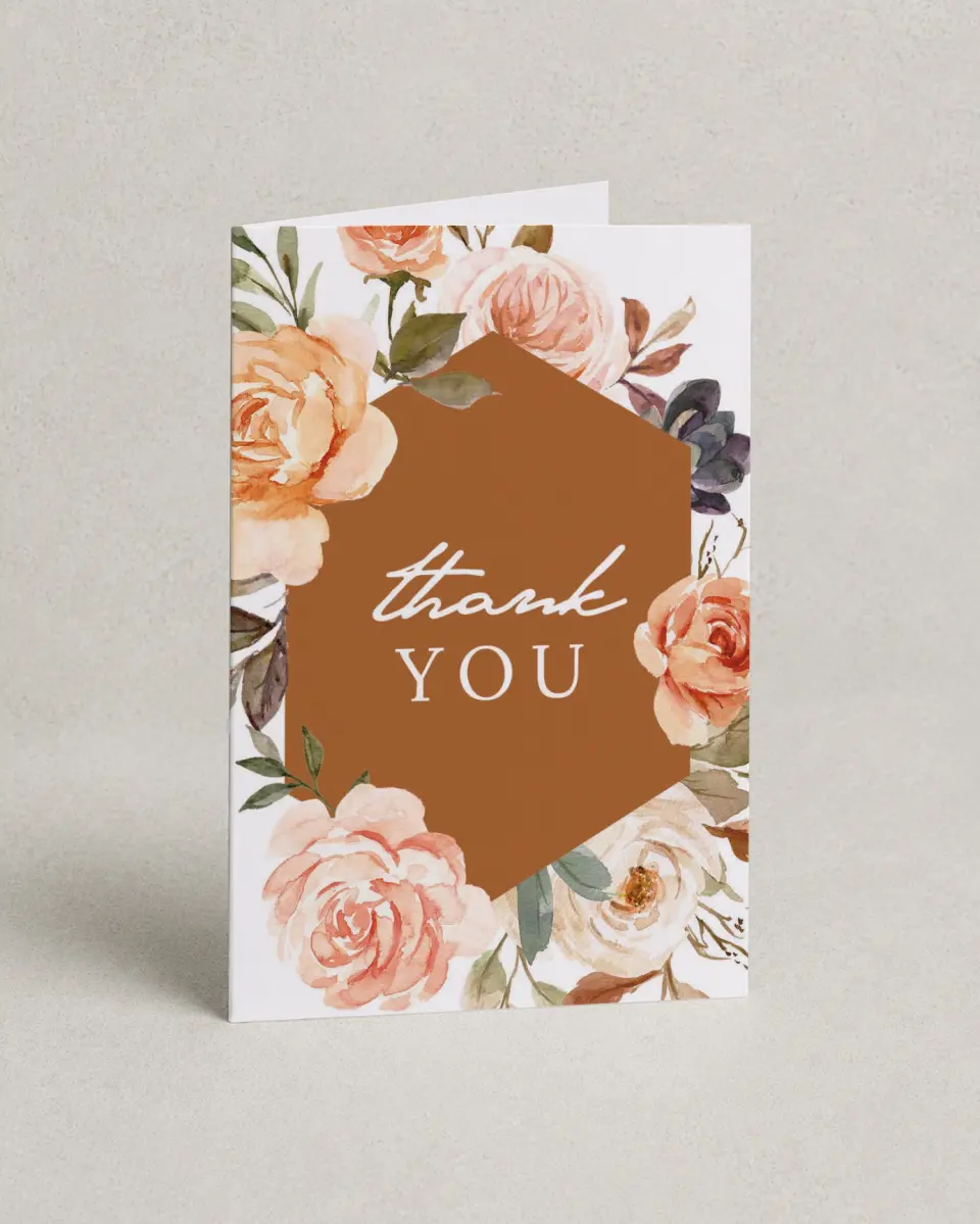 This is a 4" x 6" Folded Newlywed called Floral Fantasy printed in full color on Premium Smooth paper