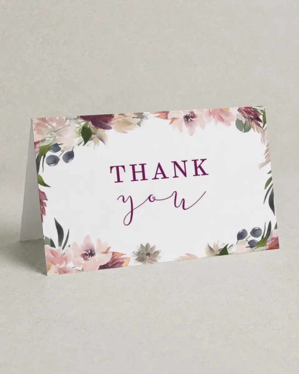 This is a 4" x 6" Folded Newlywed called Floral Brunch printed in full color on Premium Smooth paper