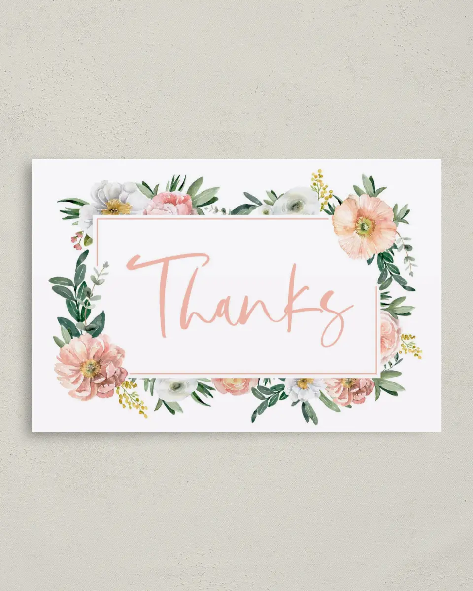 This is a 4" x 6" Folded Newlywed called Pink Blossoms printed in full color on Premium Smooth paper