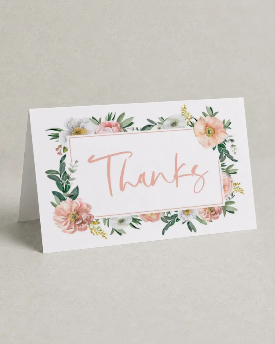This is a 4" x 6" Folded Newlywed called Pink Blossoms printed in full color on Premium Smooth paper