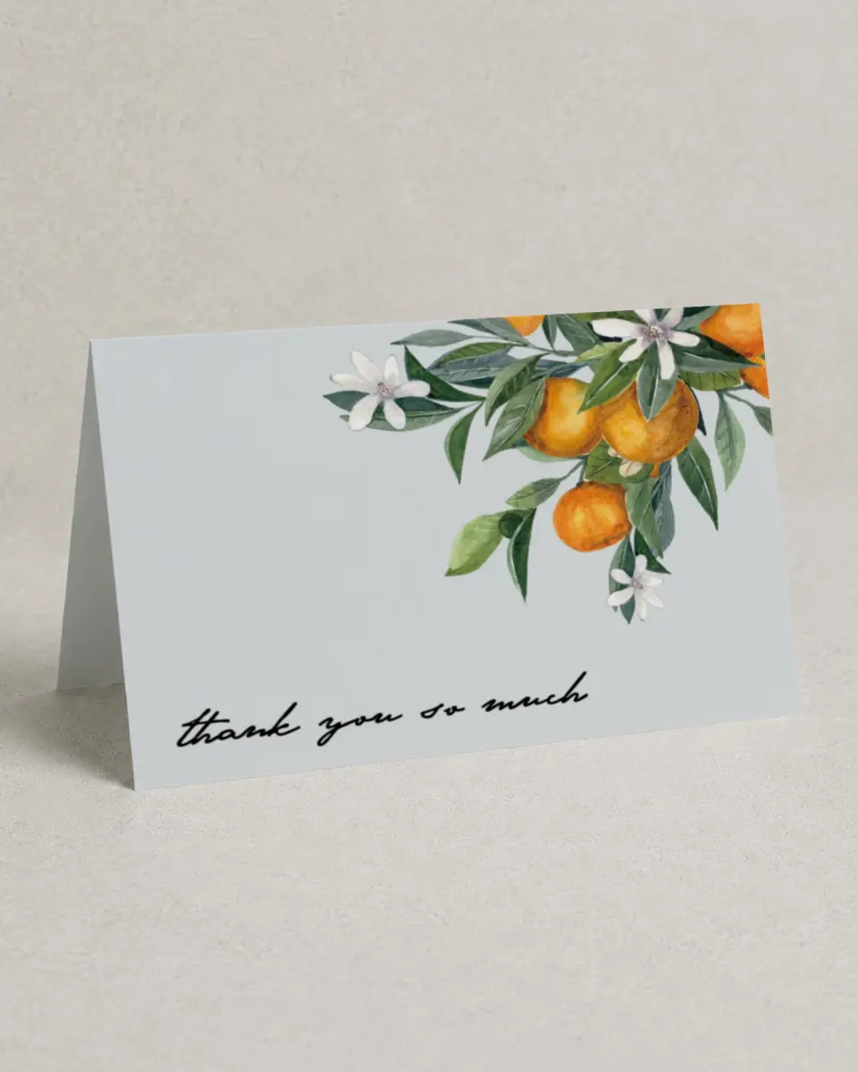 This is a 4" x 6" Folded Baby Shower Thank You Card called Little Cutie printed in full color on Premium Smooth paper