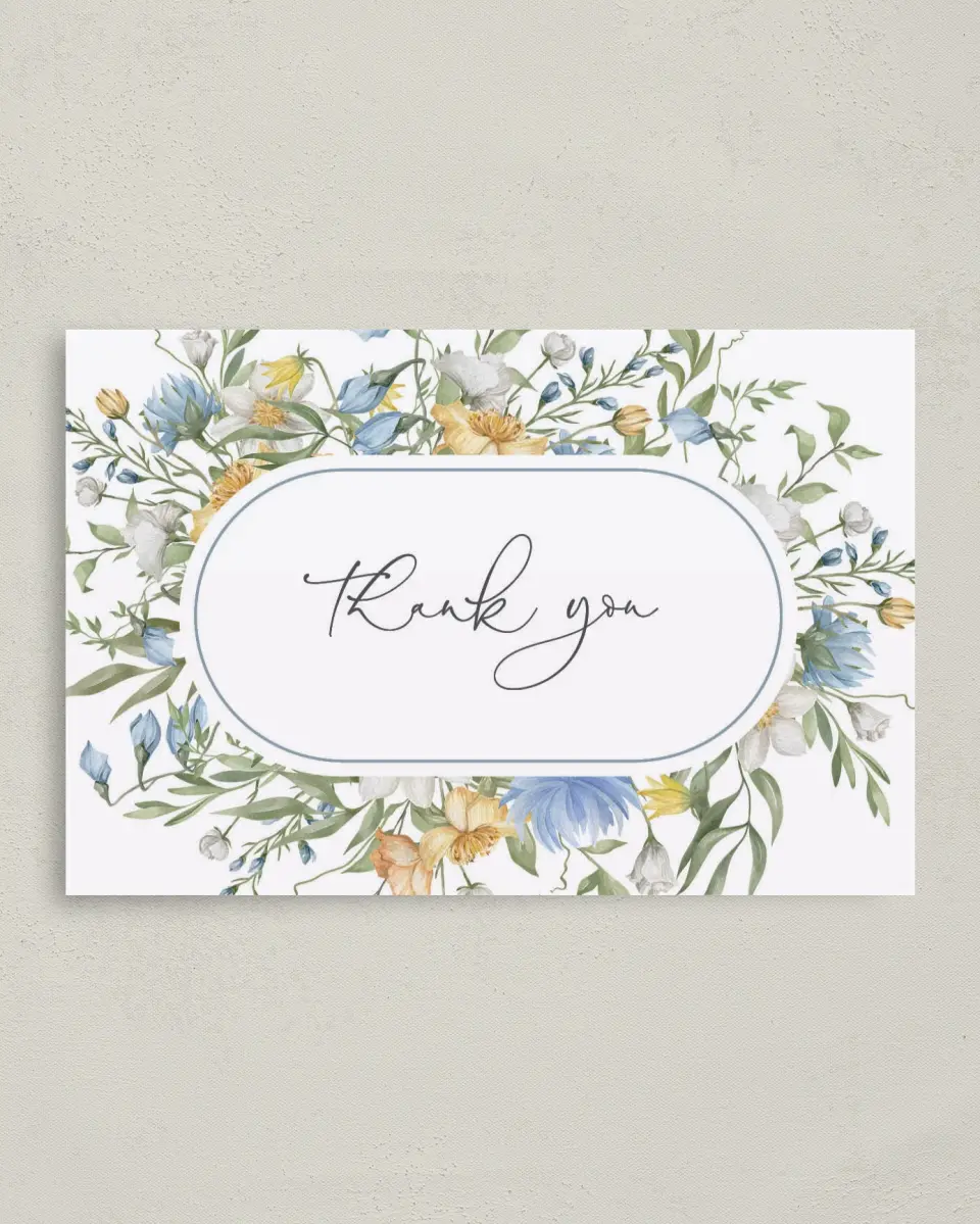 This is a 4" x 6" Folded Baby Shower Thank You Card called Baby in Bloom printed in full color on Premium Smooth paper