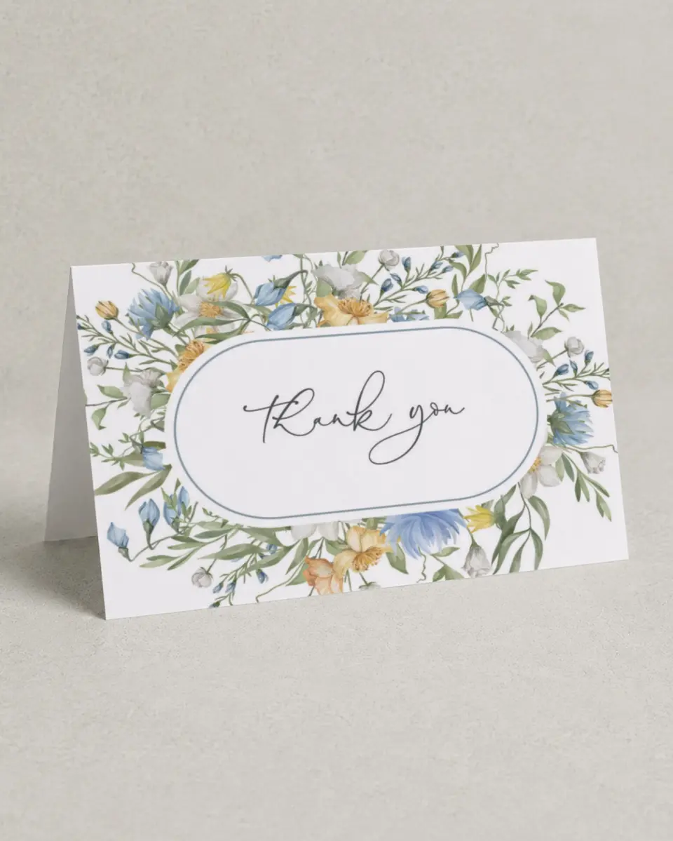 This is a 4" x 6" Folded Baby Shower Thank You Card called Baby in Bloom printed in full color on Premium Smooth paper
