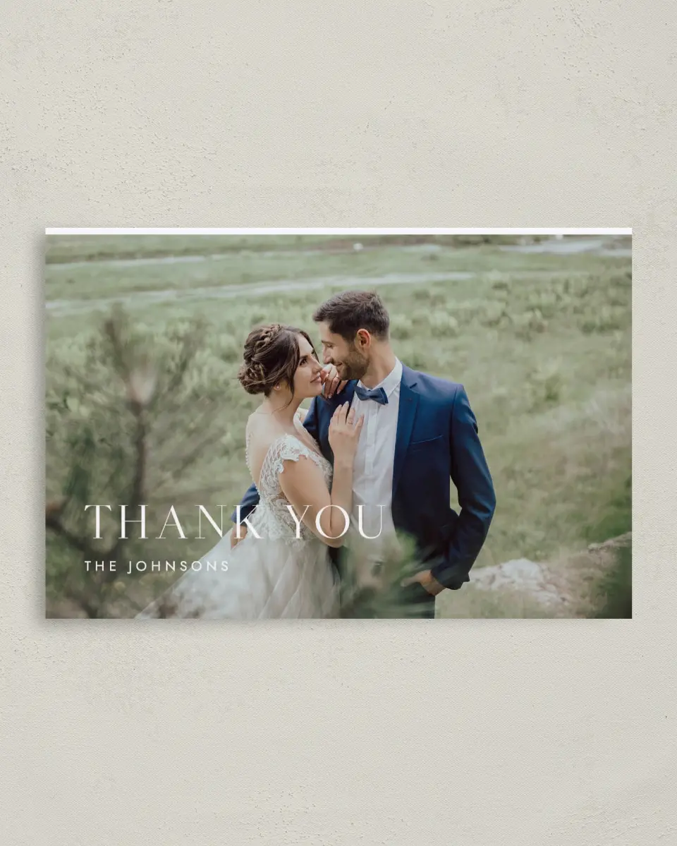 This is a 4" x 6" Folded Thank You Card called Spacious Idea printed in full color on Premium Smooth paper