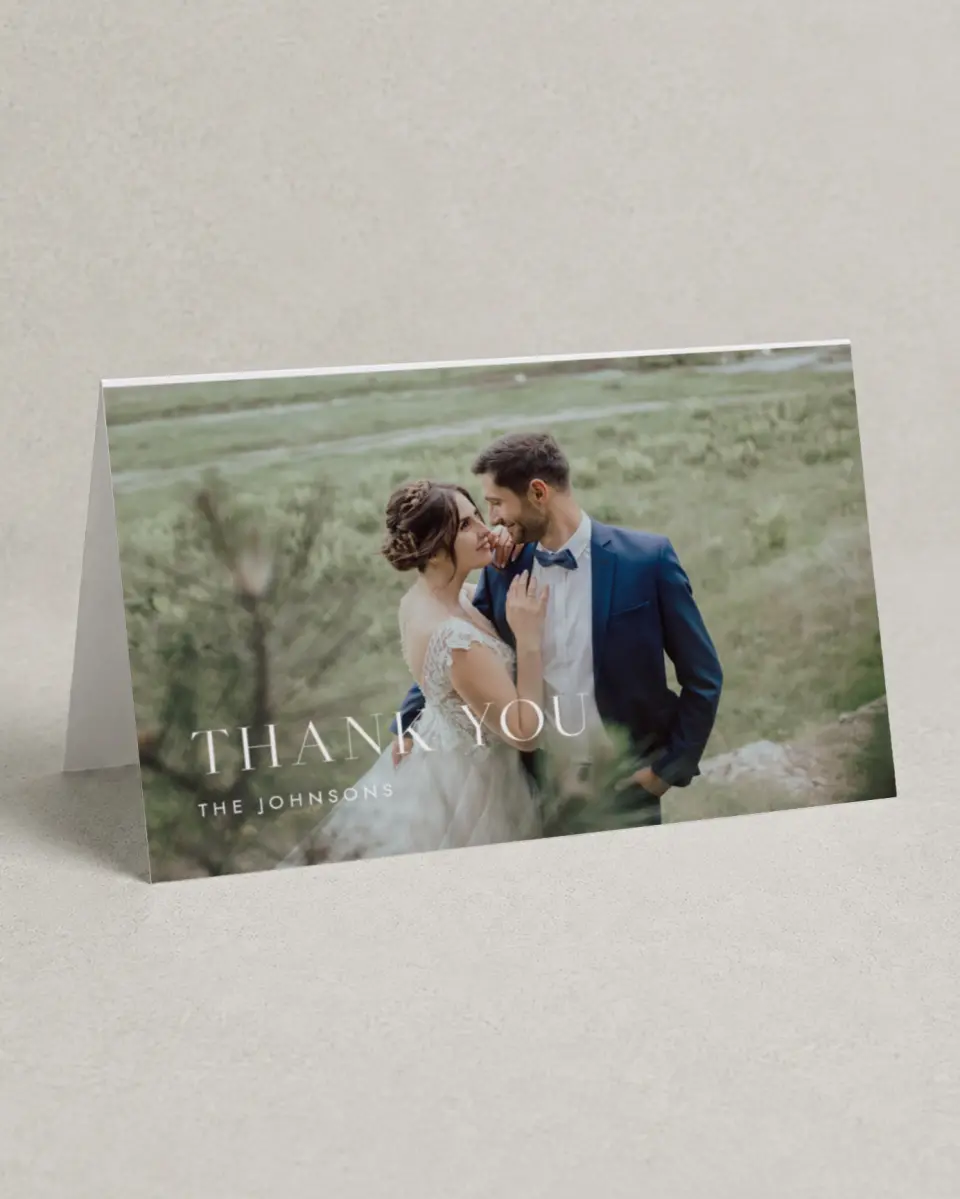 This is a 4" x 6" Folded Thank You Card called Spacious Idea printed in full color on Premium Smooth paper
