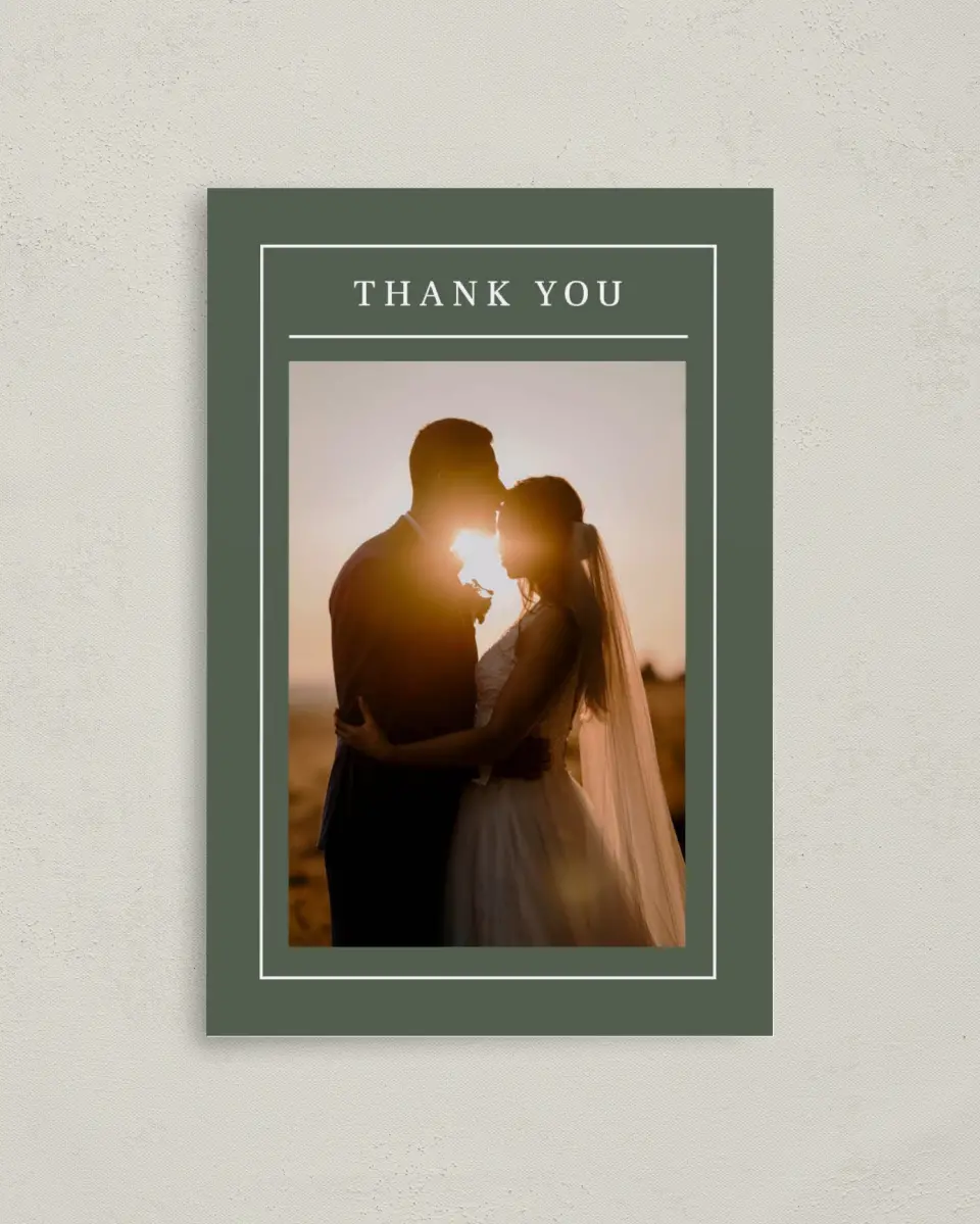 This is a 4" x 6" Folded Thank You Card called Magnificent Margin printed in full color on Premium Smooth paper