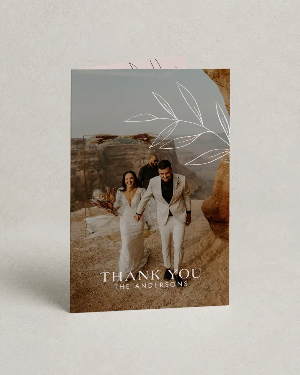 This is a 4" x 6" Folded Thank You Card called Dazzling Moment printed in full color on Premium Smooth paper