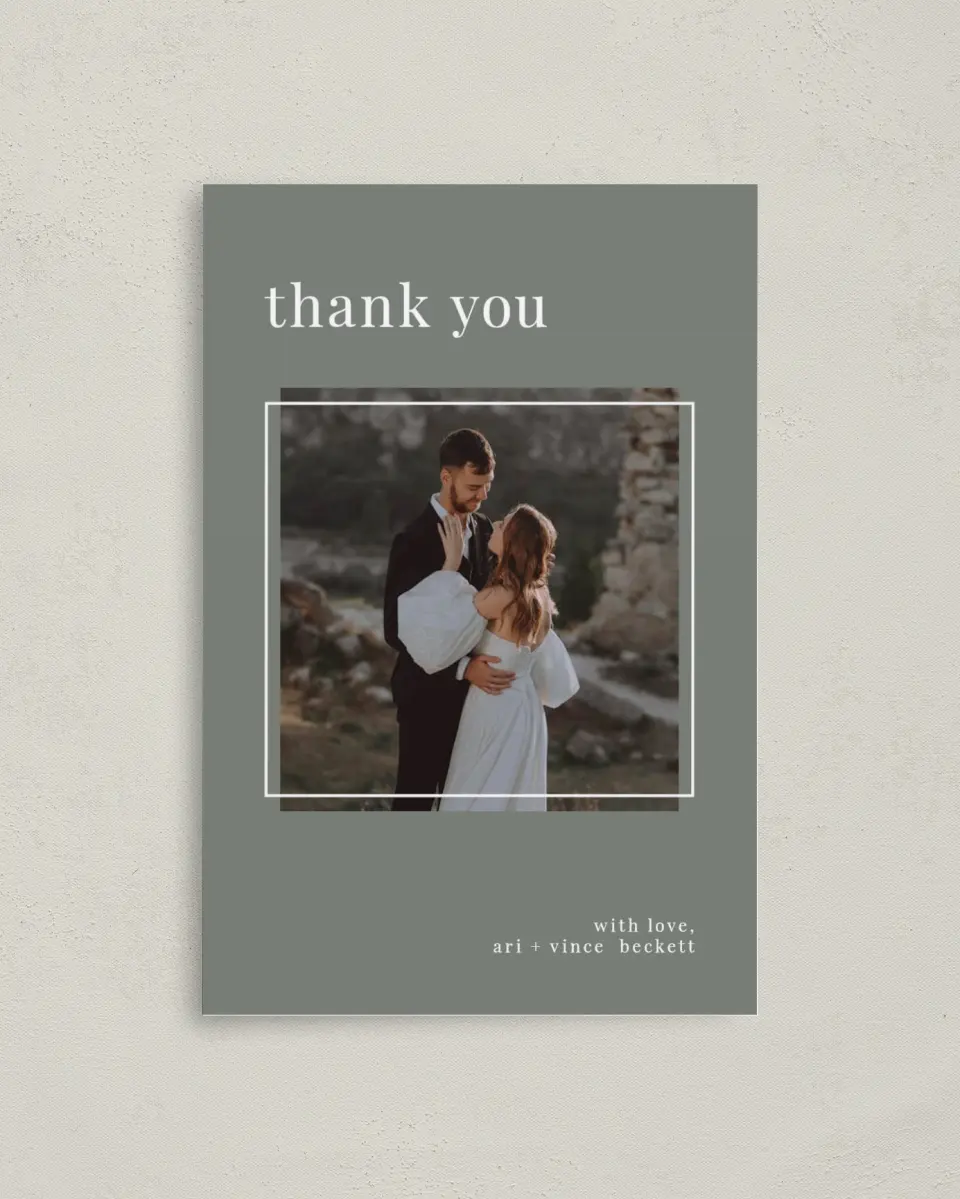 This is a 4" x 6" Folded Thank You Card called Darling Digest printed in full color on Premium Smooth paper