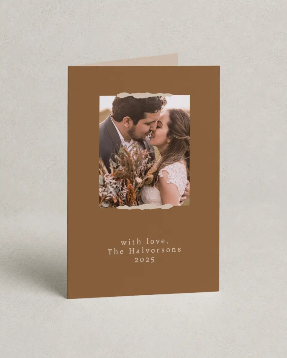 This is a 4" x 6" Folded Thank You Card called Threads of Love printed in full color on Premium Smooth paper