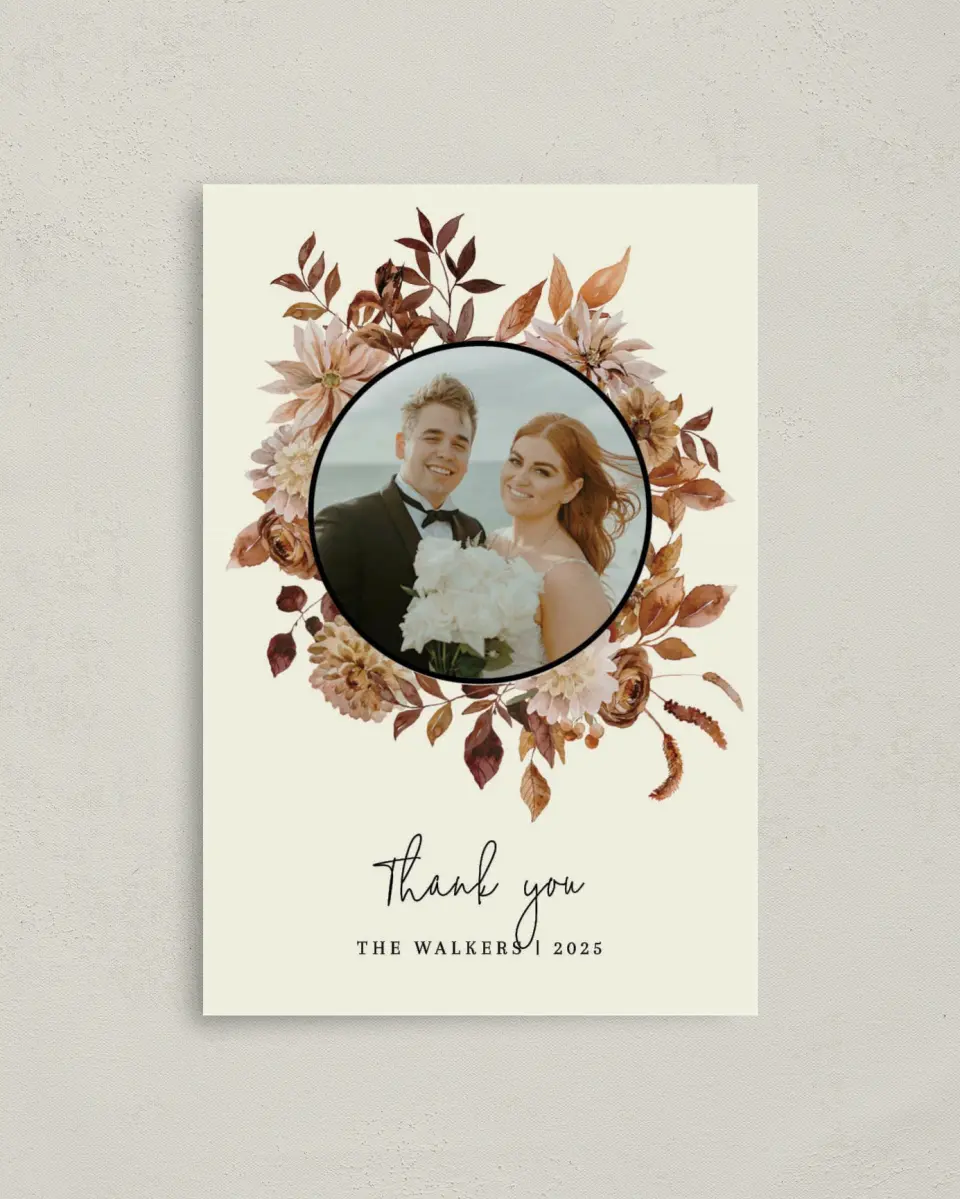 This is a 4" x 6" Folded Thank You Card called Country Blooms printed in full color on Premium Smooth paper