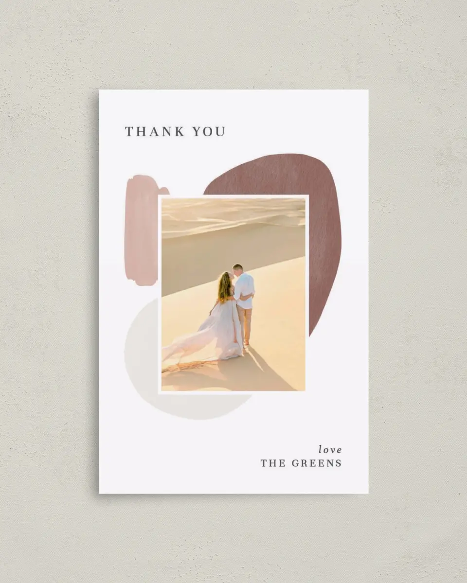 This is a 4" x 6" Folded Thank You Card called Mod Paint printed in full color on Premium Smooth paper
