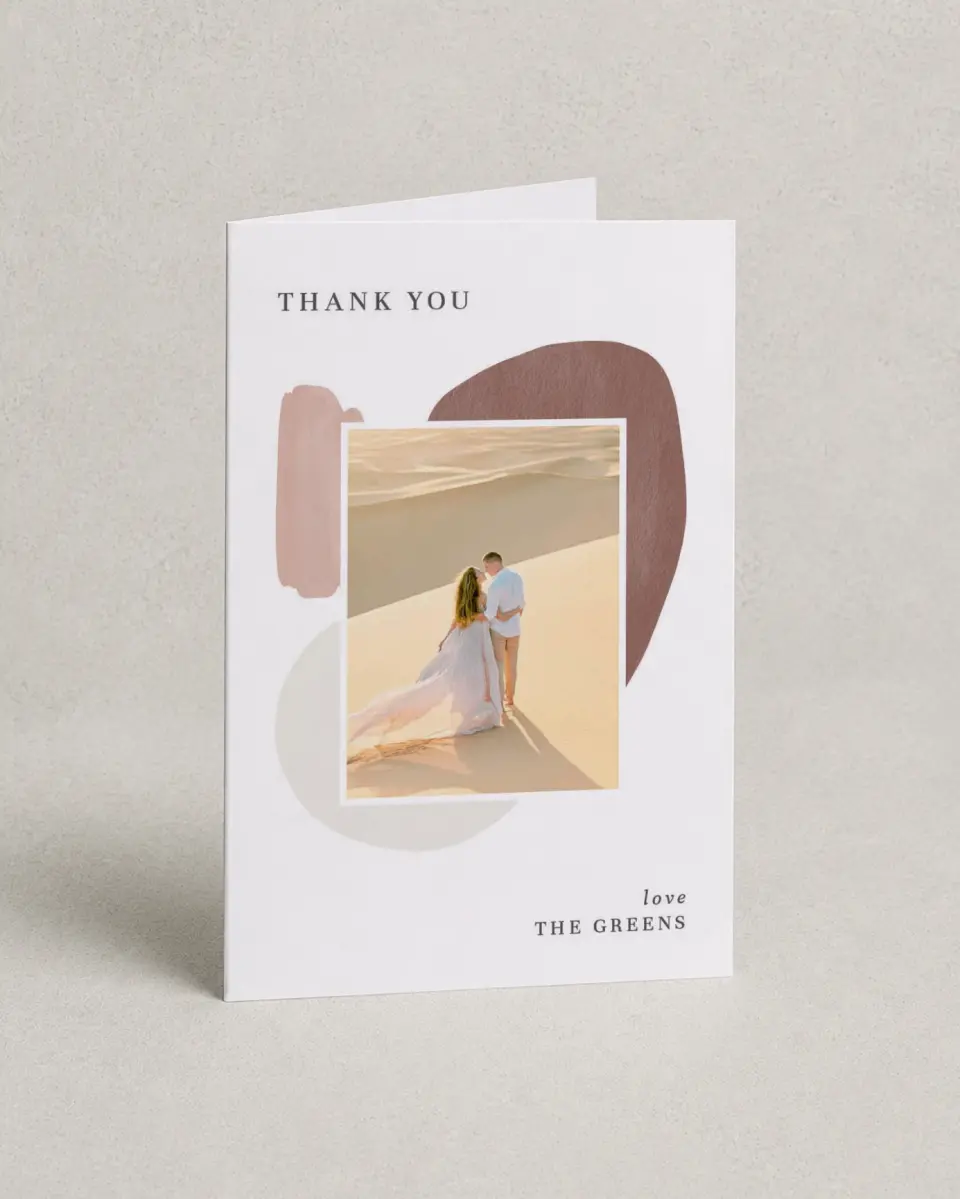 This is a 4" x 6" Folded Thank You Card called Mod Paint printed in full color on Premium Smooth paper