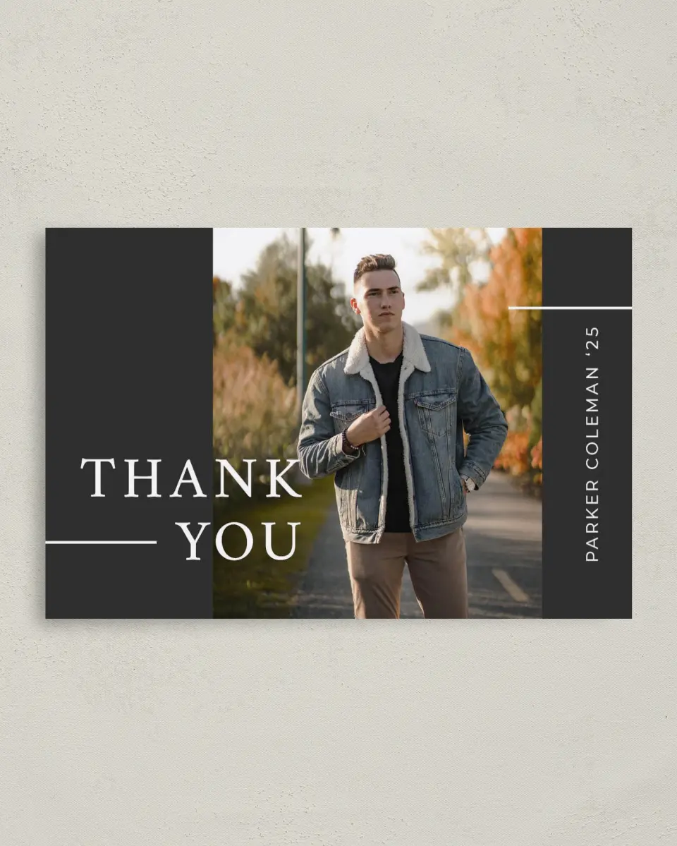 This is a 4" x 6" Folded Graduation Thank You Card called Simply Lined printed in full color on Premium Smooth paper