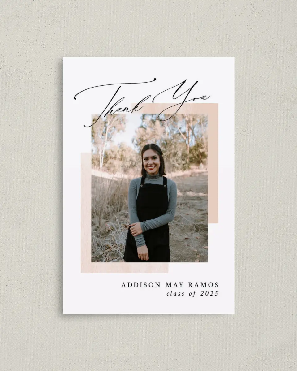 This is a 4" x 6" Folded Graduation Thank You Card called Cute Commencement printed in full color on Premium Smooth paper