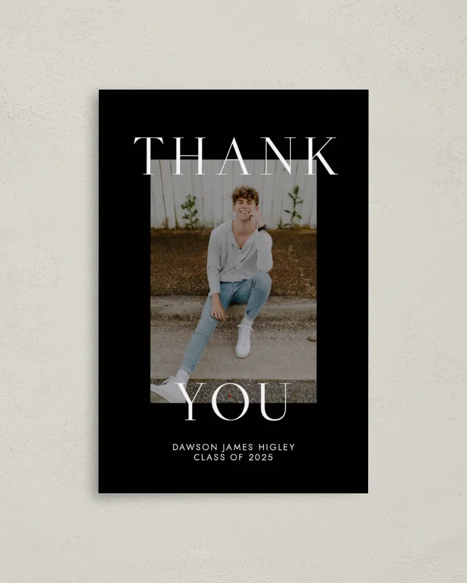 This is a 4" x 6" Folded Graduation Thank You Card called Cool Class printed in full color on Premium Smooth paper