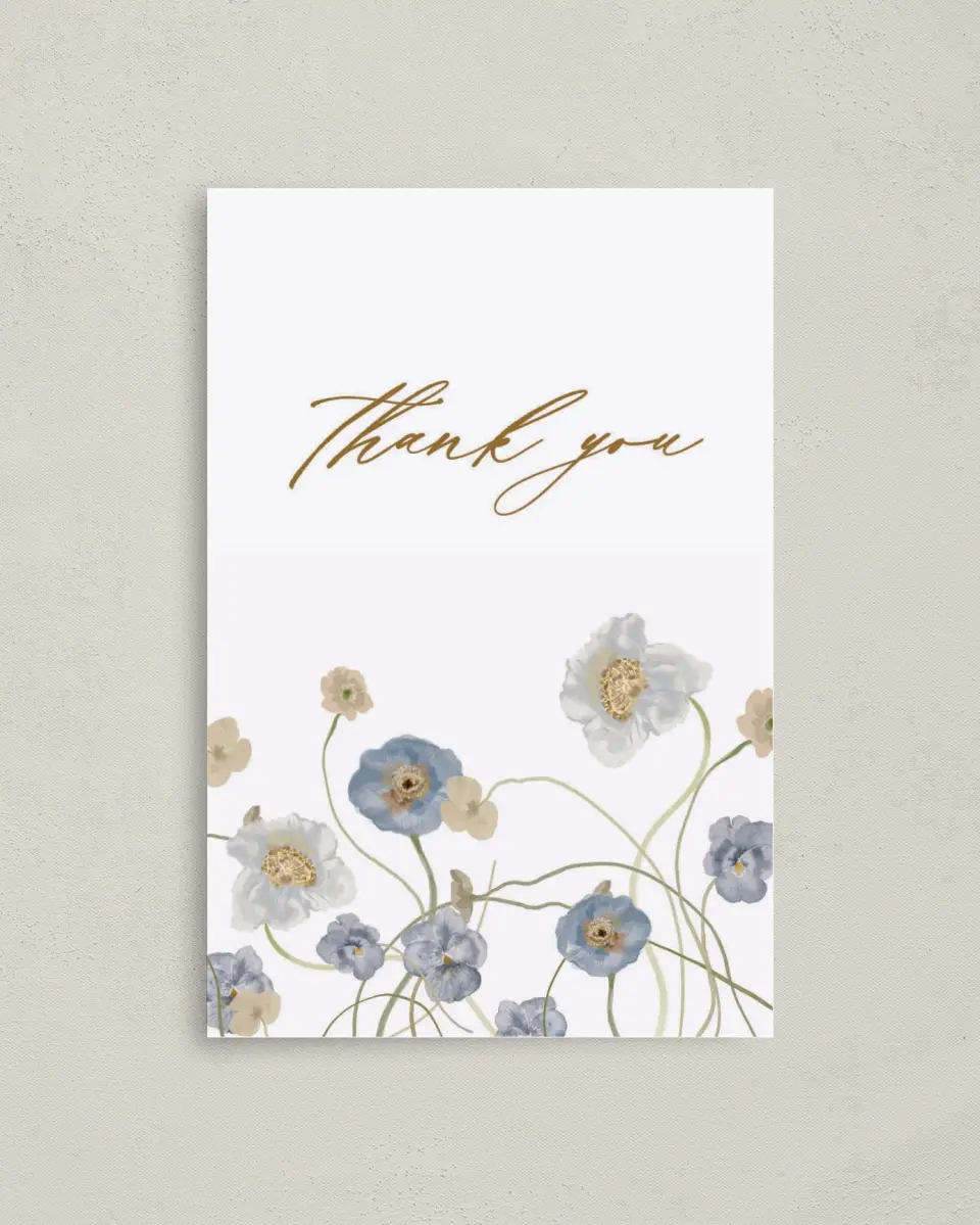 This is a 4" x 6" Folded Baby Shower Thank You Card called Wildflower Baby printed in full color on Premium Smooth paper