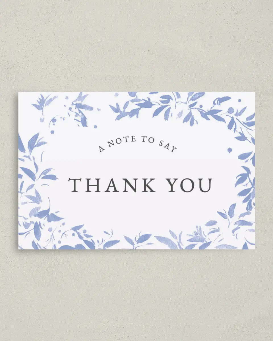 This is a 4" x 6" Folded Baby Shower Thank You Card called Spring Surround printed in full color on Premium Smooth paper