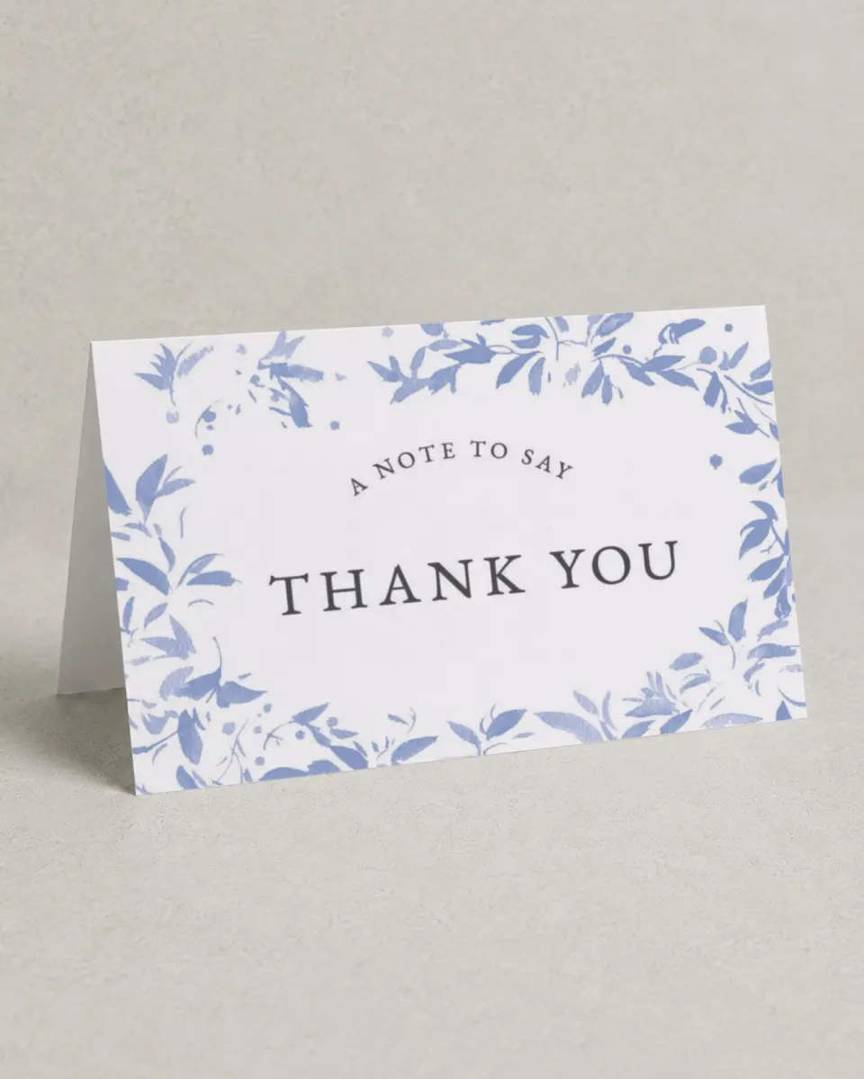This is a 4" x 6" Folded Baby Shower Thank You Card called Spring Surround printed in full color on Premium Smooth paper