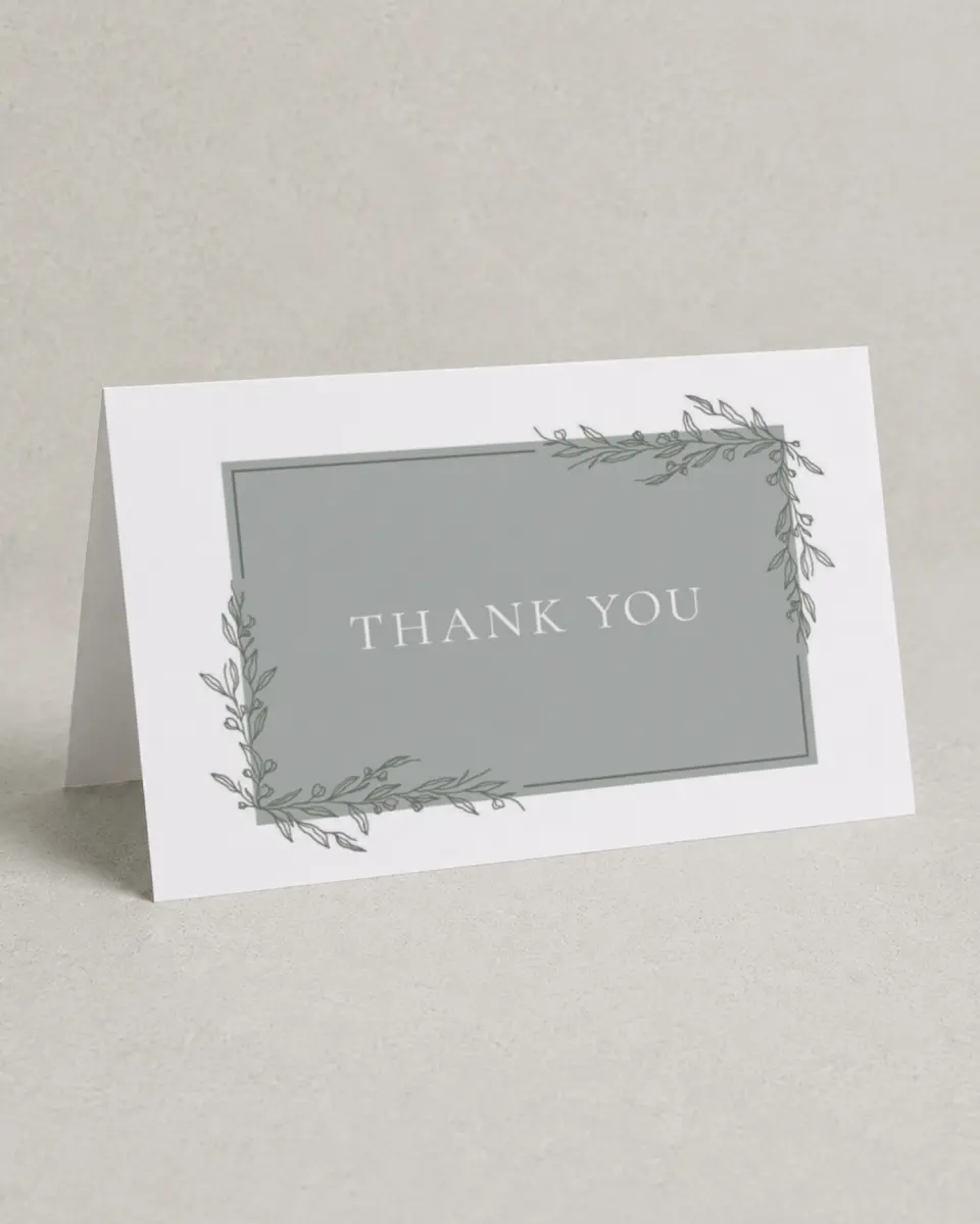 This is a 4" x 6" Folded Baby Shower Thank You Card called Baby Branches printed in full color on Premium Smooth paper