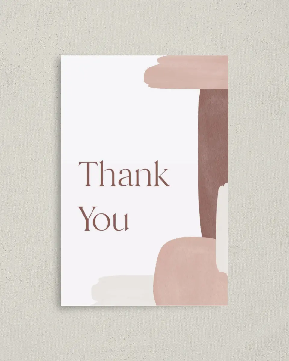 This is a 4" x 6" Folded Baby Shower Thank You Card called Shapely Shower printed in full color on Premium Smooth paper