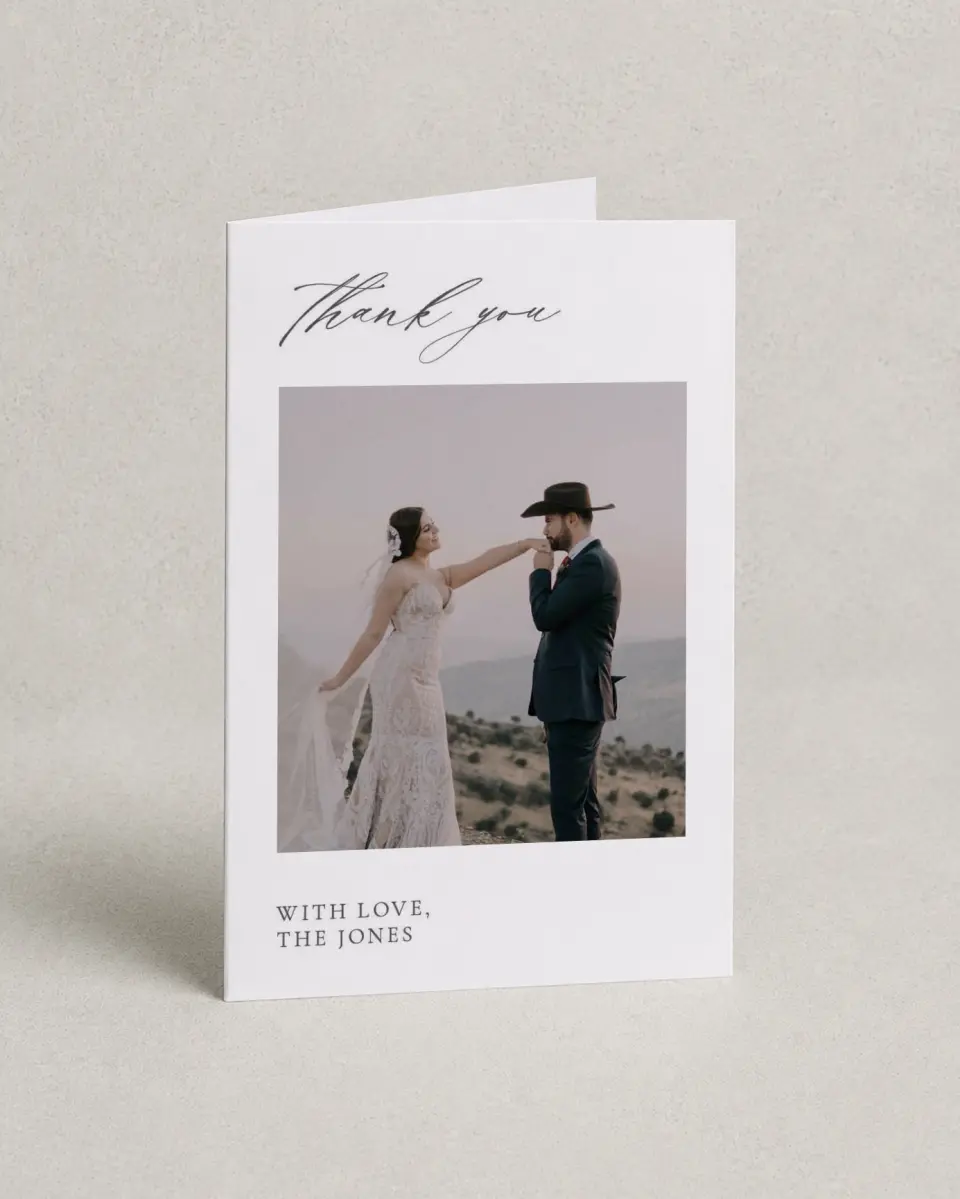 This is a 4" x 6" Folded Thank You Card called Distinct Lines printed in full color on Premium Smooth paper