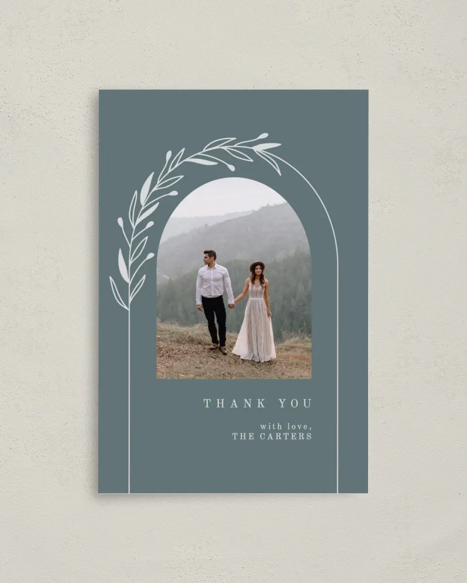 This is a 4" x 6" Folded Thank You Card called Growing Arc printed in full color on Premium Smooth paper