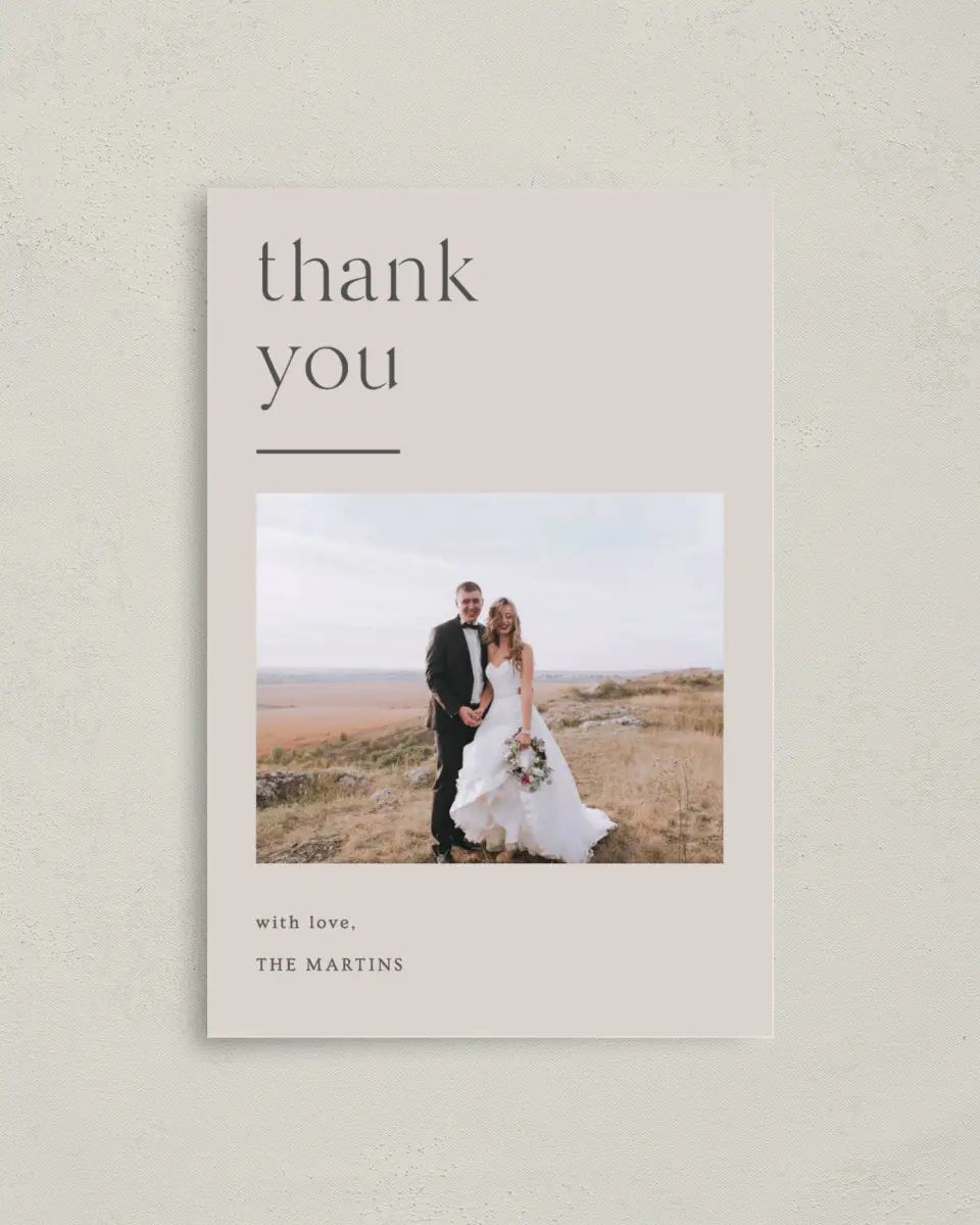 This is a 4" x 6" Folded Thank You Card called Simple Gathering printed in full color on Premium Smooth paper