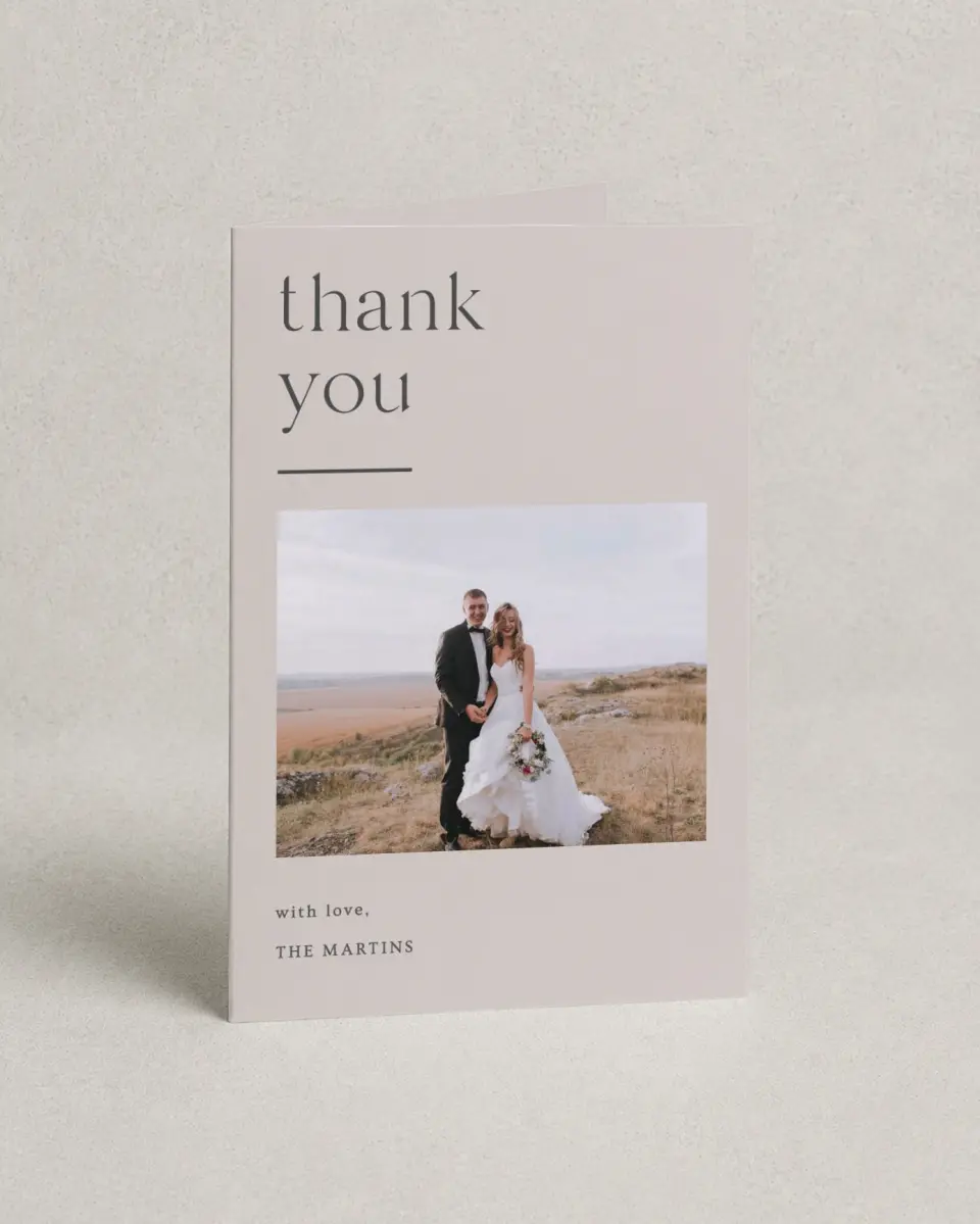 This is a 4" x 6" Folded Thank You Card called Simple Gathering printed in full color on Premium Smooth paper