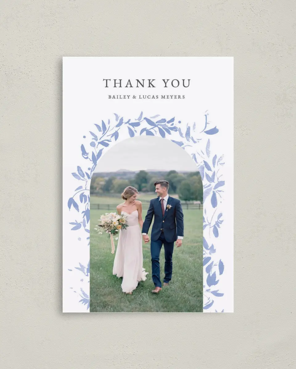 This is a 4" x 6" Folded Thank You Card called Soft Botanics printed in full color on Premium Smooth paper