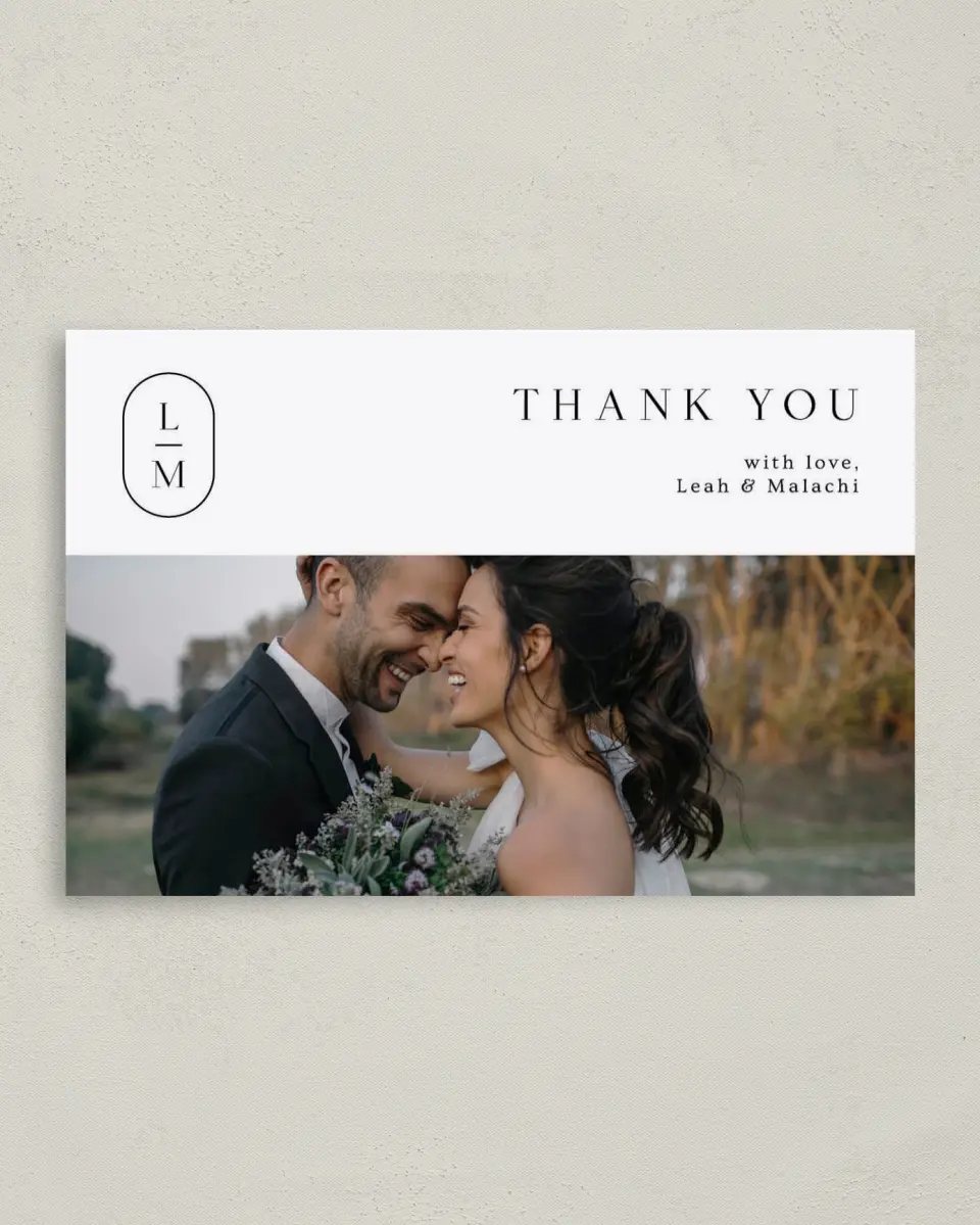 This is a 4" x 6" Folded Thank You Card called Precise Promise printed in full color on Premium Smooth paper