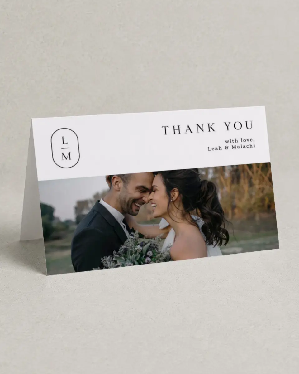 This is a 4" x 6" Folded Thank You Card called Precise Promise printed in full color on Premium Smooth paper