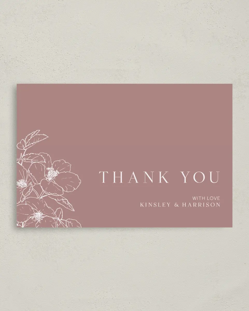 This is a 4" x 6" Folded Thank You Card called The Kinsley printed in full color on Premium Smooth paper